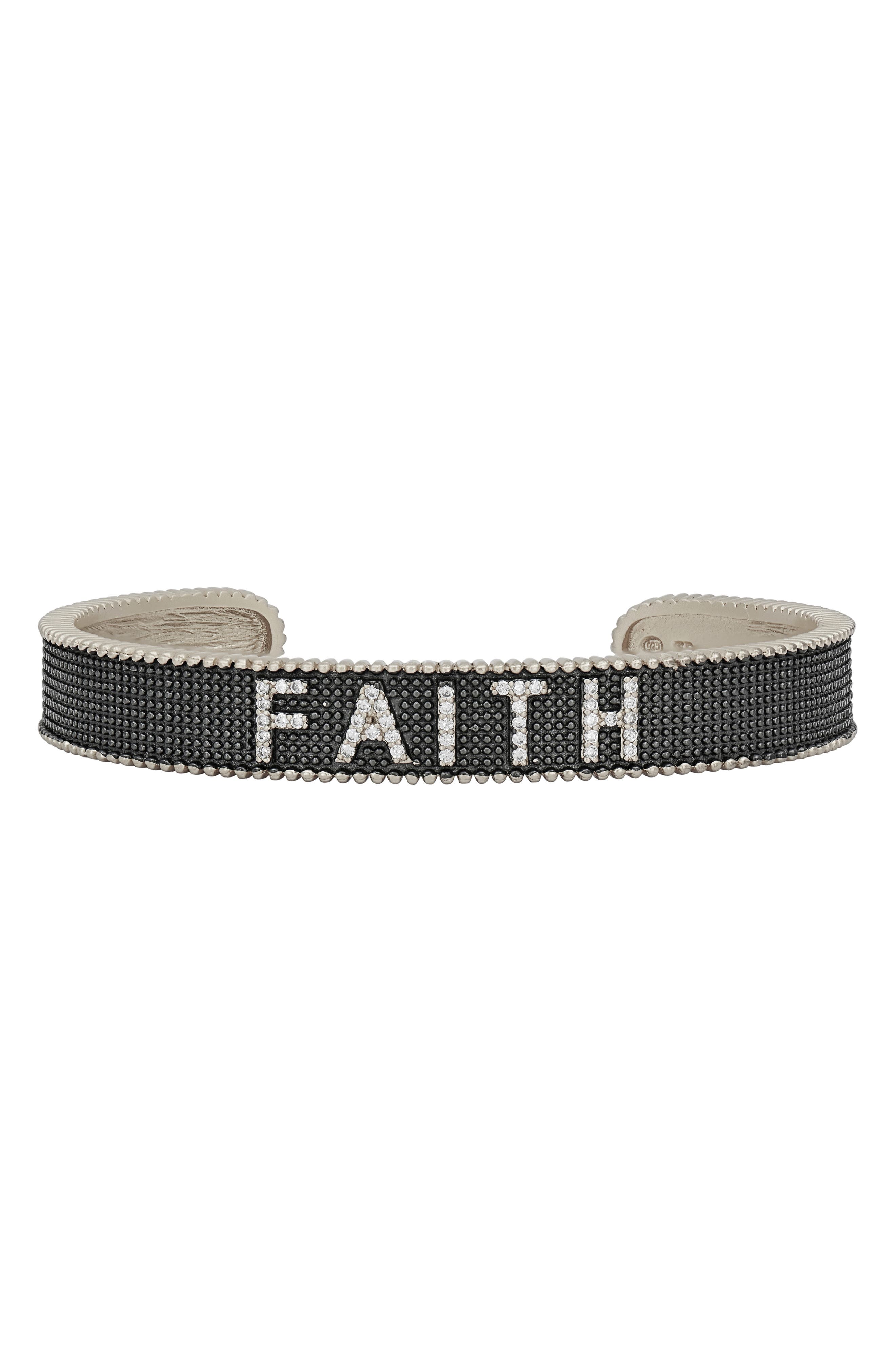 FREIDA ROTHMAN Faith Cuff Bracelet in Silver And Black at Nordstrom -  PRZB080219B