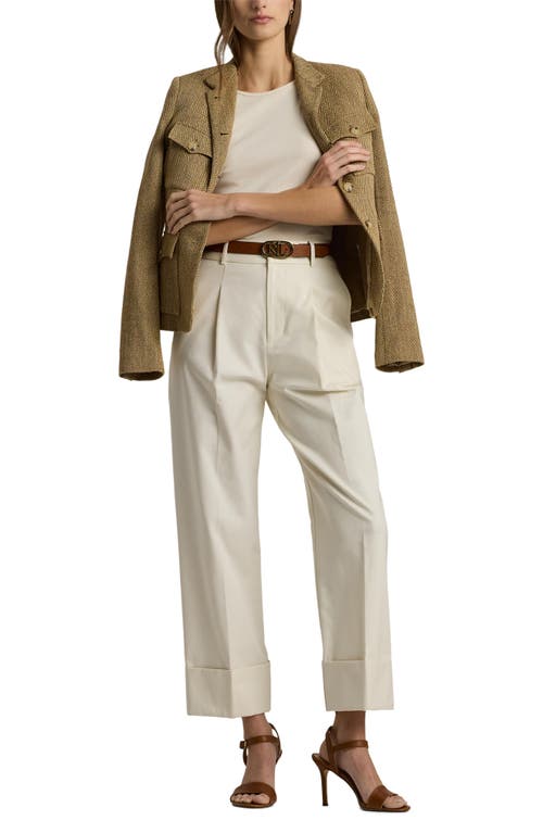 Shop Lauren Ralph Lauren Double Faced Stretch Cotton Ankle Pants In Mascarpone Cream