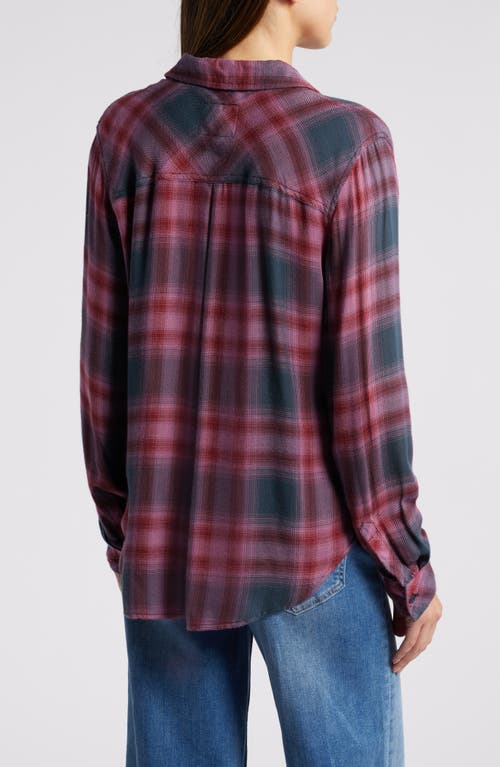 Shop Rails Hunter Plaid Button-up Shirt In Dusty Mauve Evergreen