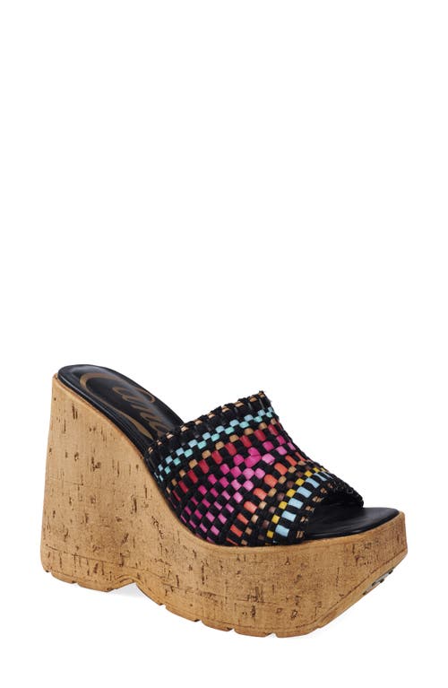 Candies Candie's Nelya Platform Wedge Sandal In Black Raffia