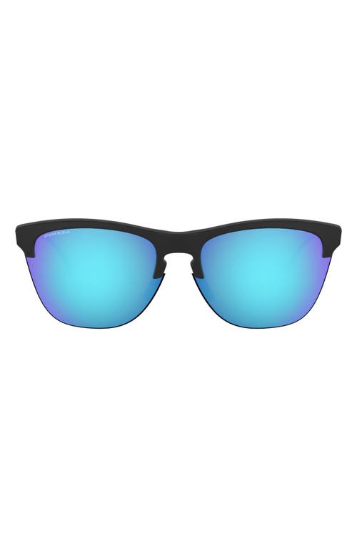 Oakley 63mm Mirrored Oversize Square Sunglasses in Matte Black/Clear/Blue at Nordstrom