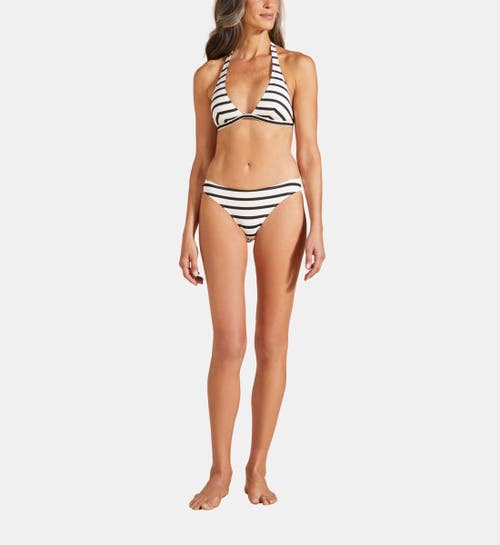 Vilebrequin Stripes Jersey Halter Bikini Top In Noir Blanc