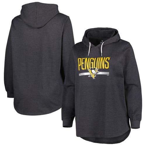 PROFILE Women's Heather Charcoal Pittsburgh Penguins Plus Size Fleece Pullover Hoodie