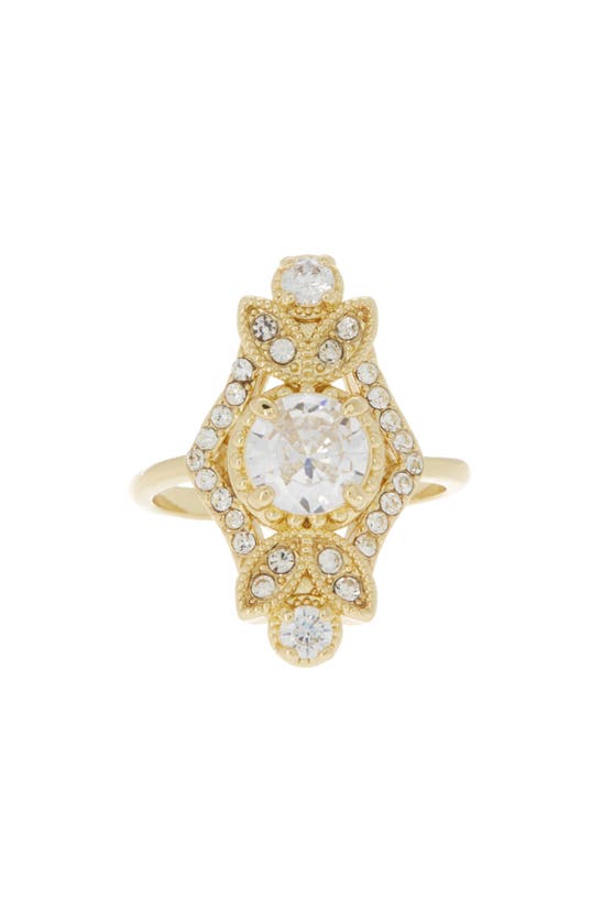 Shop Covet Art Deco Cz Statement Ring In Gold