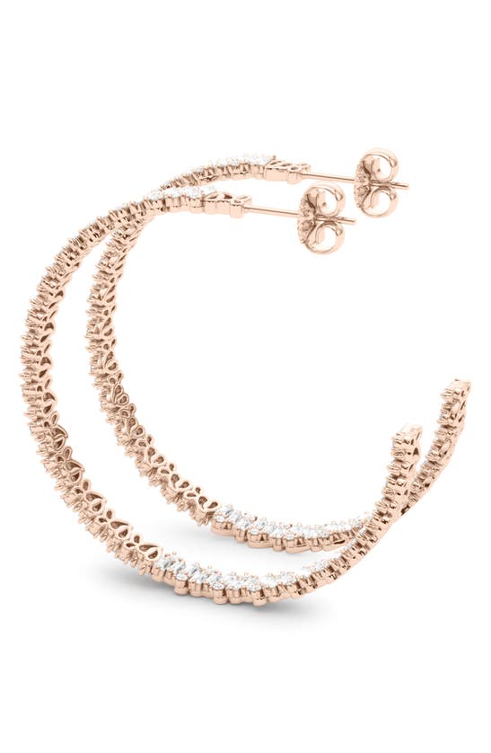 Shop Hautecarat Baguette & Round Brilliant Lab Created Diamond Hoop Earrings In 18k Rose Gold