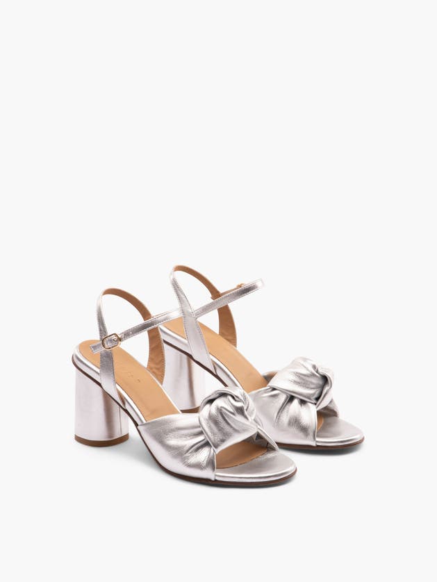 Maguire Noto Block-heel Knotted Sandals Women In Metallic Silver