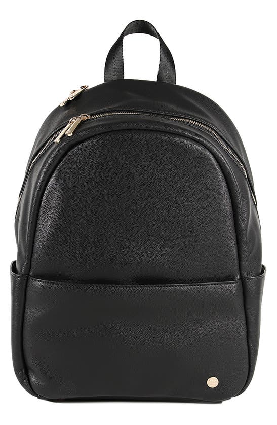 Shop Little Unicorn Faux Leather Diaper Backpack In Black