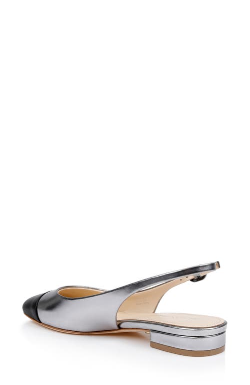 Shop Dee Ocleppo Mumbai Slingback Cap Toe Flat In Silver/black