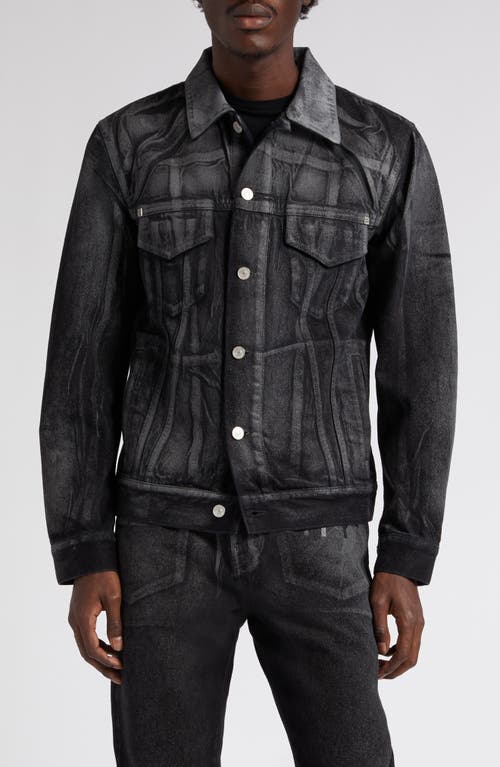 Givenchy Painted Denim Trucker Jacket in 002-Black/Grey