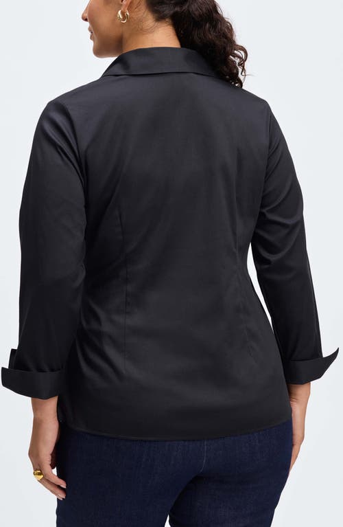 Shop Foxcroft Salina Cotton Wrap Shirt In Black