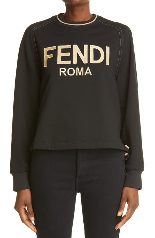 Fendi Metallic Logo Sweatshirt in Fogme Black