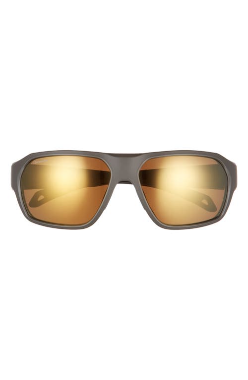 Deckboss 63mm ChromaPop Polarized Oversize Rectangle Sunglasses in Matte Gravy/Bronze Mirror