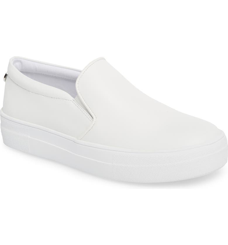 STEVE MADDEN Gills Platform Slip-On Sneaker, Main, color, WHITE LEATHER