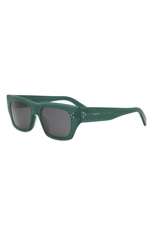Celine Bold 3 Dots 53mm Geometric Sunglasses In Shiny Dark Green/smoke
