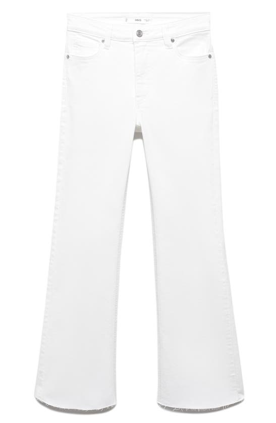 Shop Mango Raw Hem Crop Flare Jeans In White