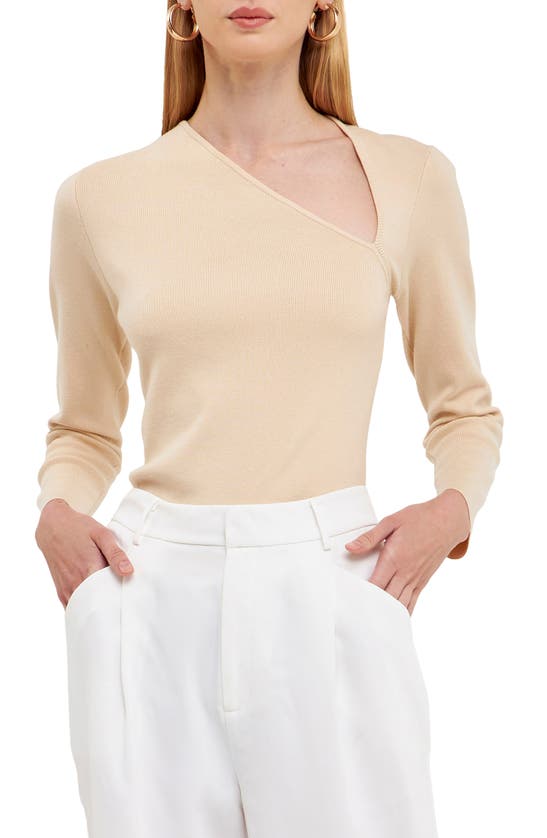 Endless Rose Long-sleeve Cutout Knit Top In Ivory