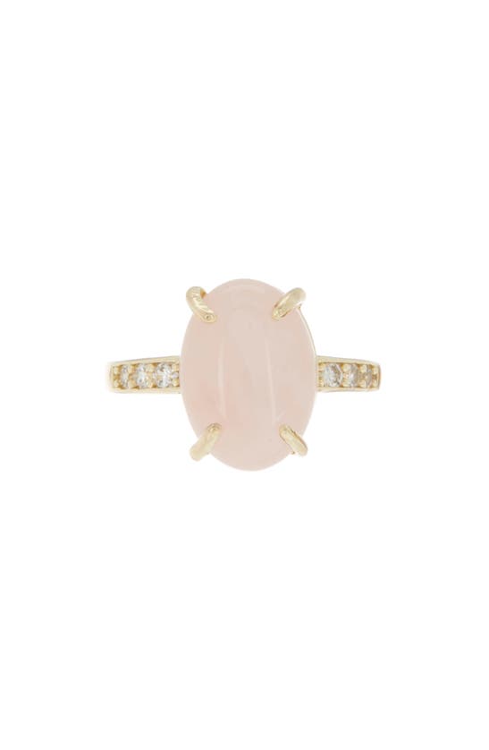 Shop Covet Rose Quartz & Cubic Zirconia Pavé Ring In Pink