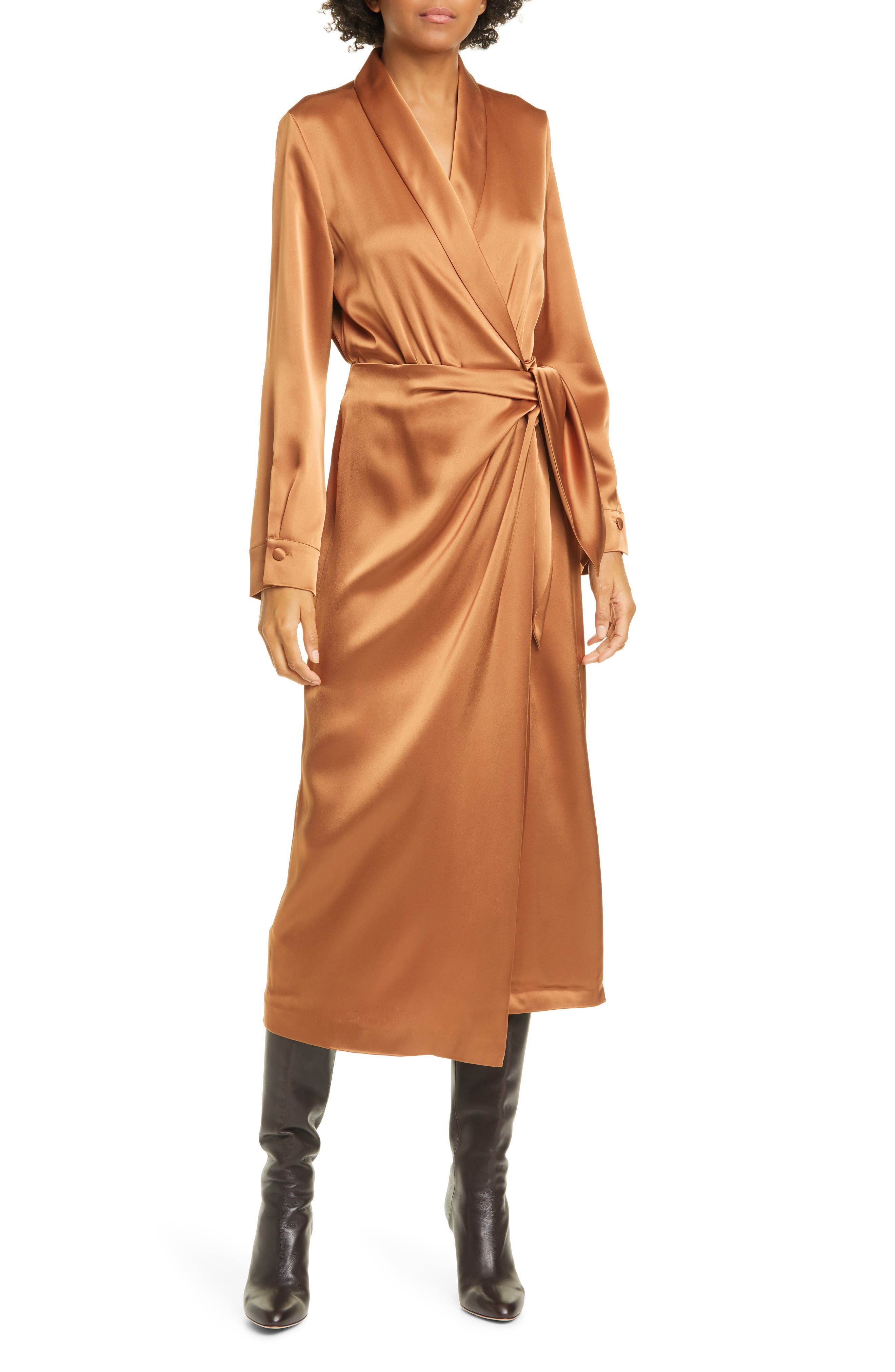 nanushka ezra satin wrap dress