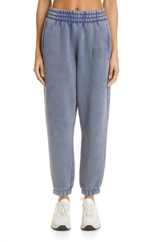 Alexander Wang Puff Logo Structured Terry Sweatpants In Motor Grey