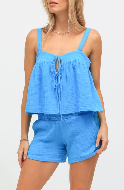 Electric & Rose Rita Tie Front Cotton Camisole In Blue
