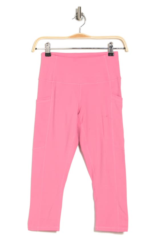 Z By Zella High Waist Sweat To Swim Upf Capri Cropped Pants In Pink Chateau