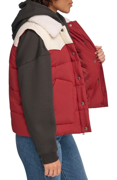 Levi's® Water Resistant Western Puffer Vest In Ruby Red