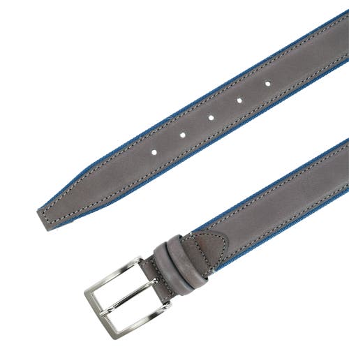 Shop Trafalgar The Back Nine 35mm Full Grain Leather With Nylon Lining Casual Golf Belt In Grey With Light Blue Lining