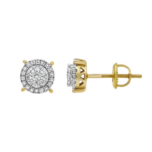 LUVMYJEWELRY LUVMYJEWELRY DREAMCATCHER DELUXE 14K YELLOW GOLD DIAMOND STUD EARRINGS 