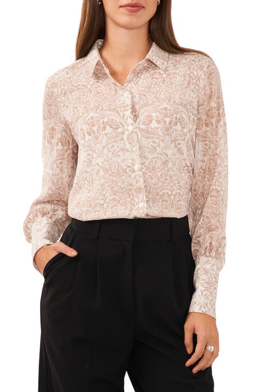 halogen(r) Floral Print Woven Top in New Ivory