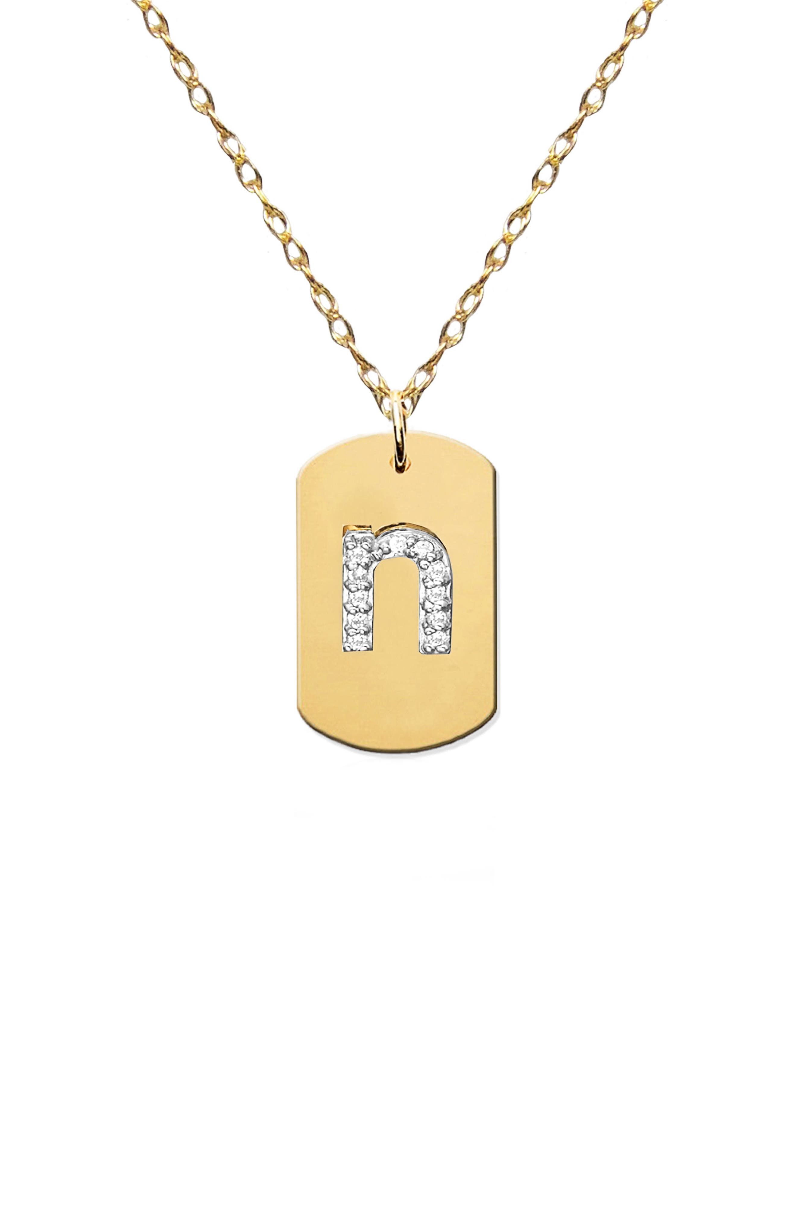 Jane Basch Designs Diamond Initial Dog Tag Necklace (Nordstrom Exclusive)
