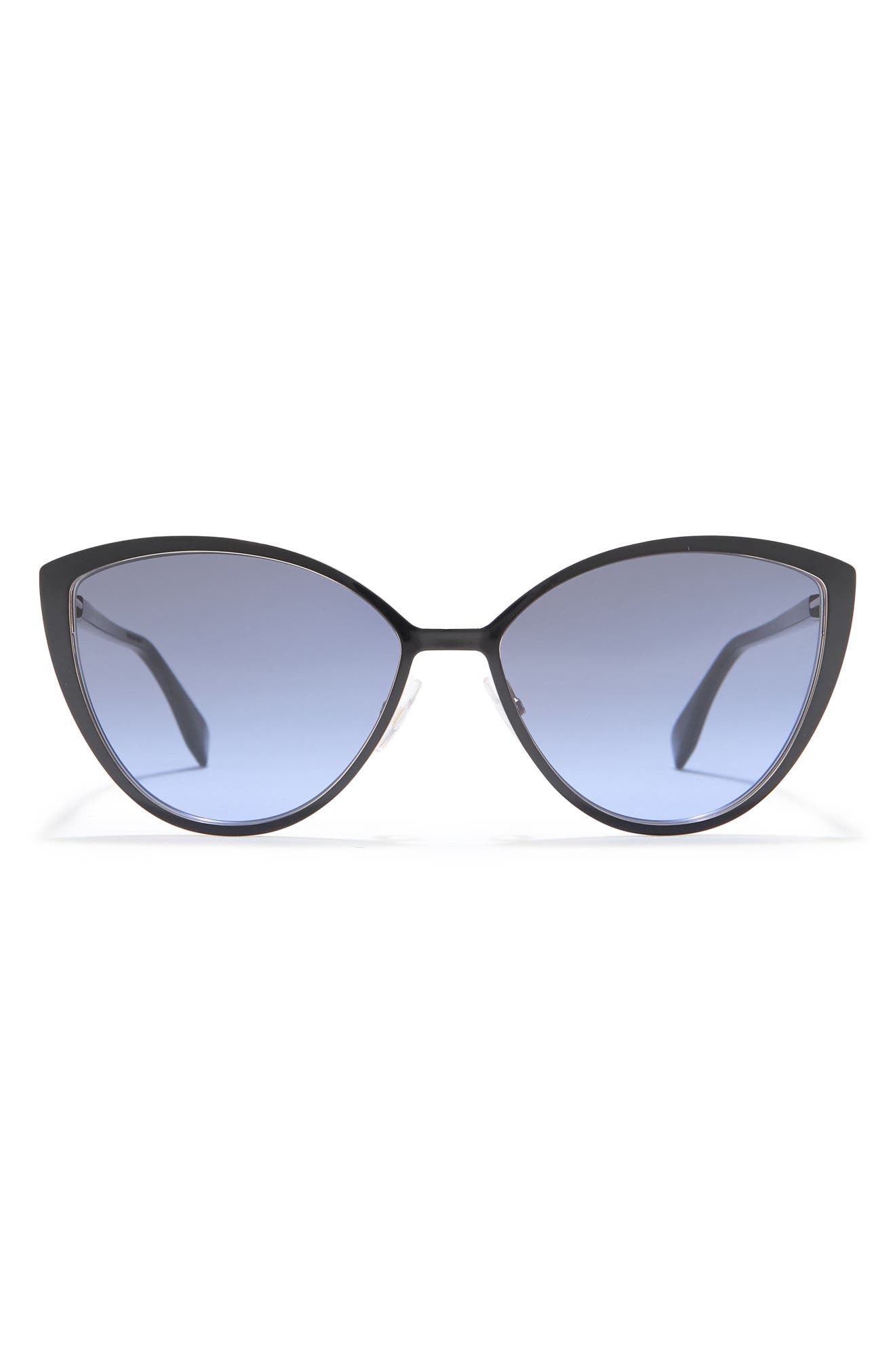 Fendi 60mm Gradient Cat Eye Sunglasses in Black/Gold/Grey Azure at Nordstrom
