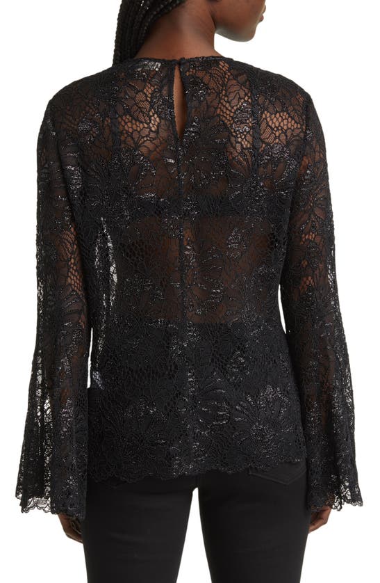 Frame Lace Flutter Sleeve Top In Black