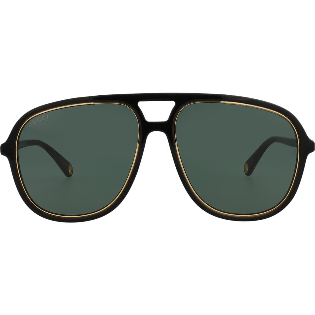 Gucci 57mm Aviator Sunglasses In Black Green ModeSens