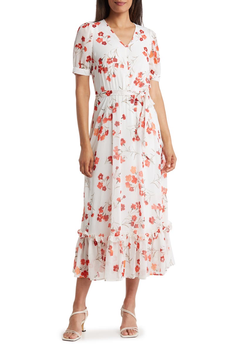 Calvin Klein Floral Short Sleeve Maxi Dress | Nordstromrack