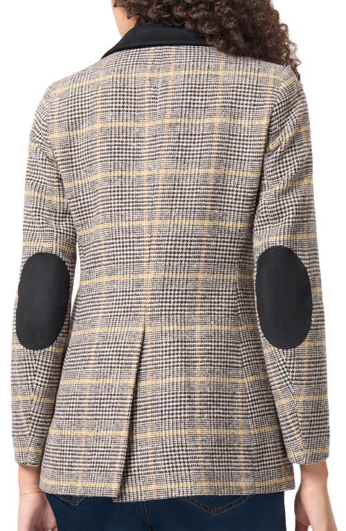 Shop Jones New York Plaid Elbow Patch Blazer In Caramel Multi