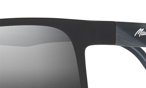 Shop Maui Jim Wana 61mm Polarized Rectangular Sunglasses In Matte Black/neutral Grey