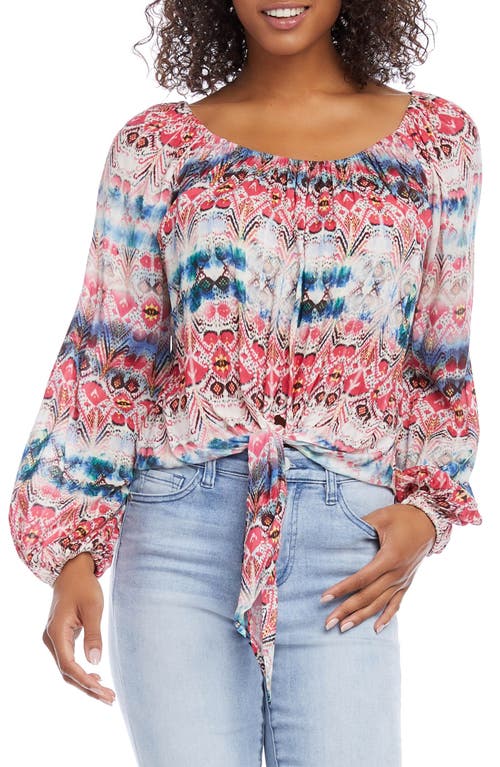 Karen Kane Tie Front Top in Print at Nordstrom, Size X-Large