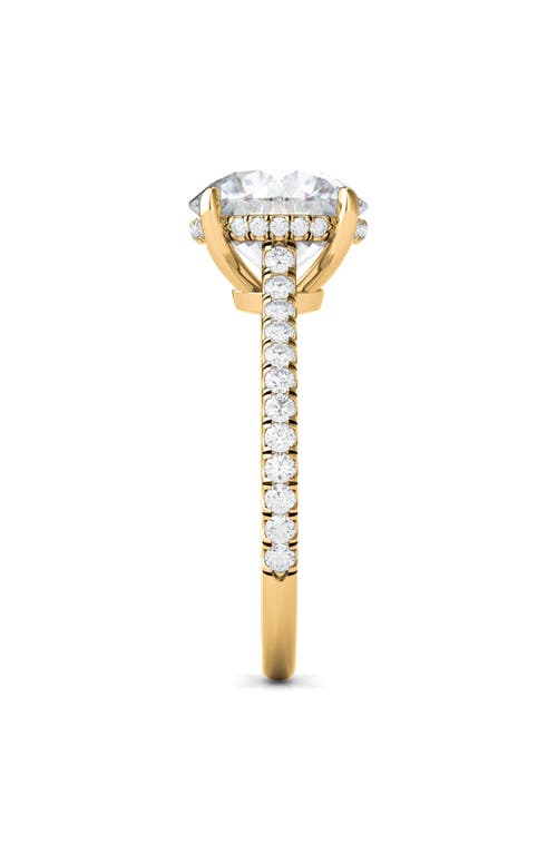 Shop Hautecarat Round Brilliant Cut Pavé Lab Grown Diamond Ring In 2.50 Ctw 18k Yellow Gold