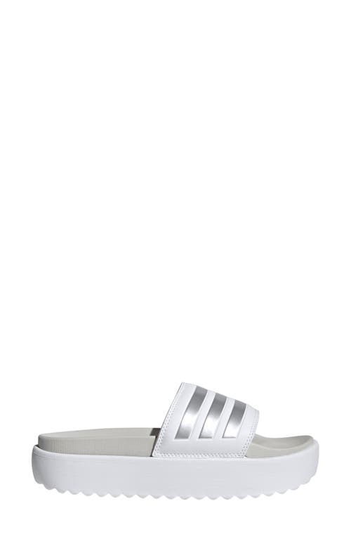 Shop Adidas Originals Adidas Adilette Sandal In White/met./grey One