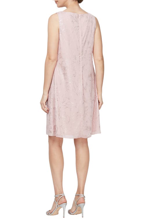 Shop Sl Fashions Foil Floral Print Sheath Dress In Faded Rose