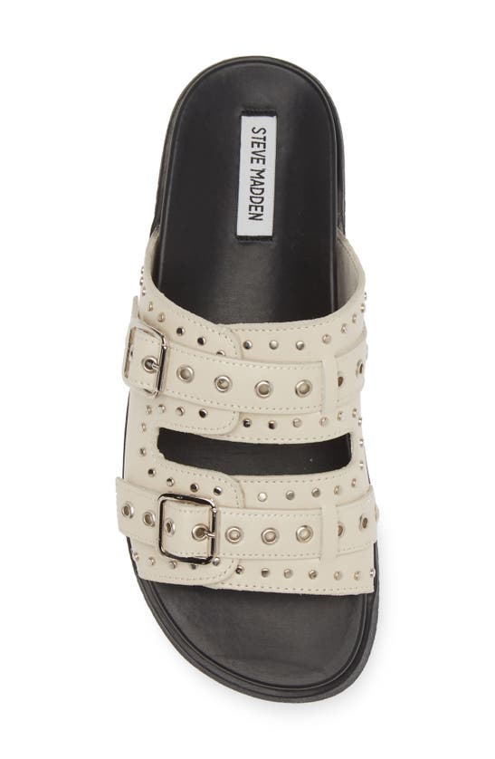 Steve Madden Women's Melanie Slip On Buckled Slide Sandals In Bone Leather