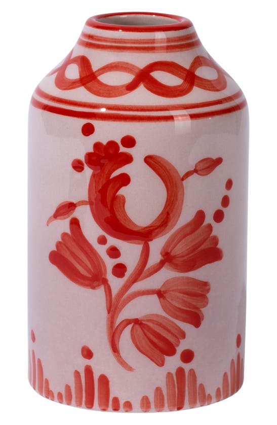 Shop Vaisselle Floral Ceramic Vase In Lilac Poppy Red