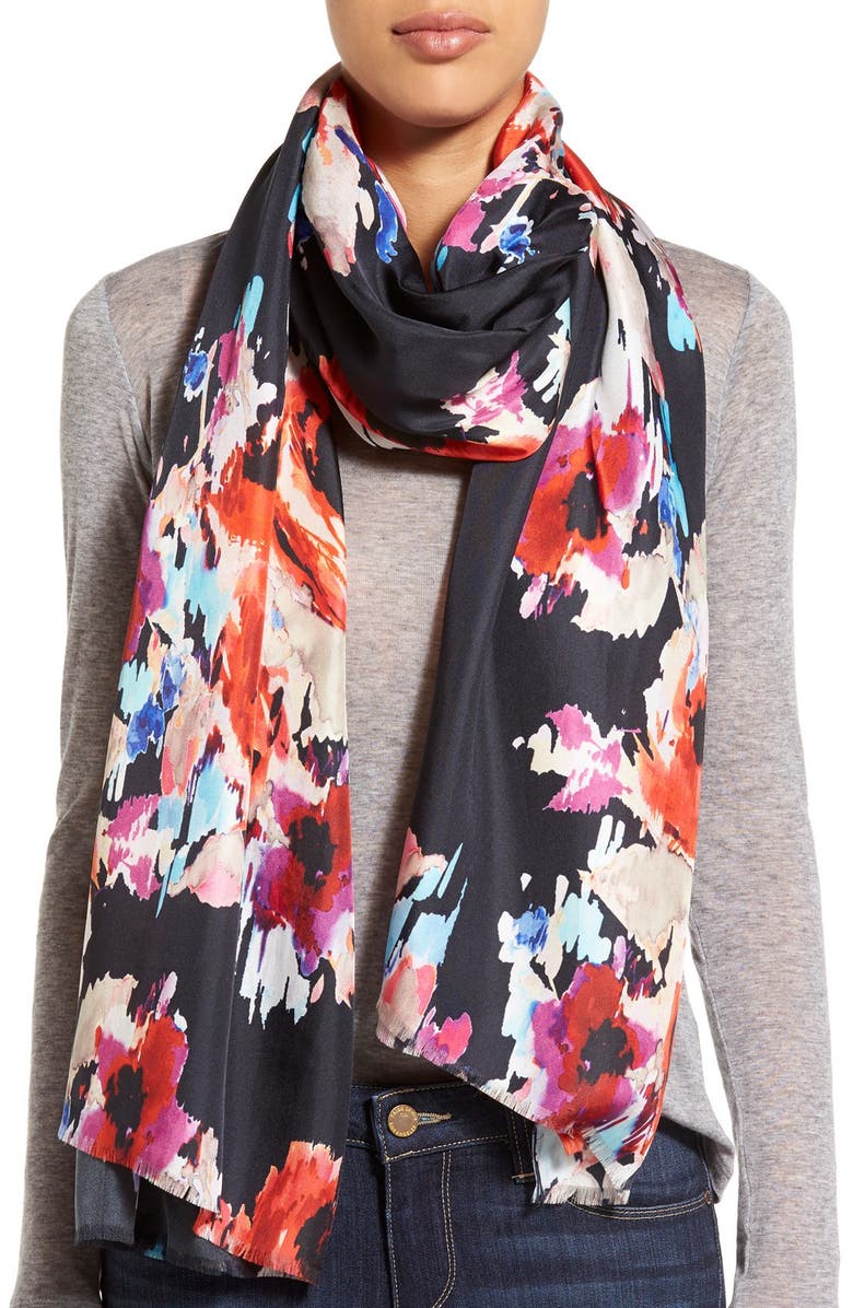 kate spade new york 'blurry floral' silk oblong scarf | Nordstrom