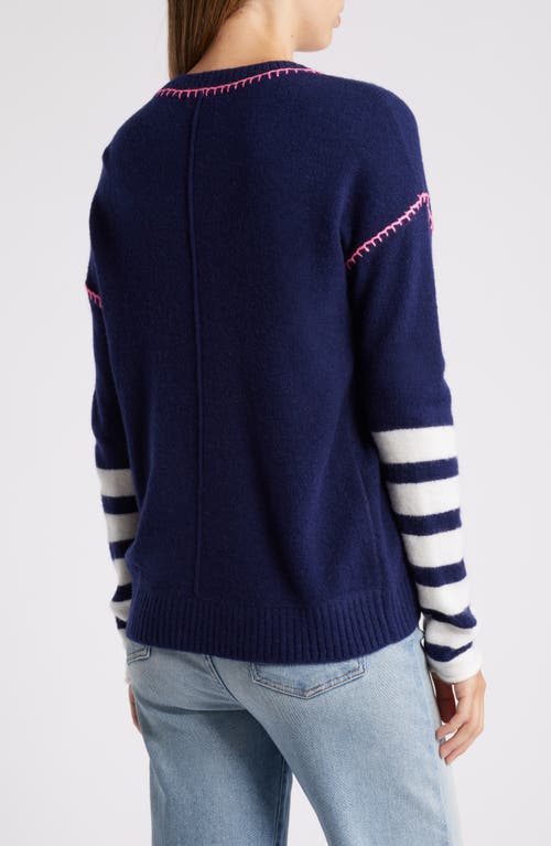 Shop Hatley Avery Blanket Stitch Sweater In Blue