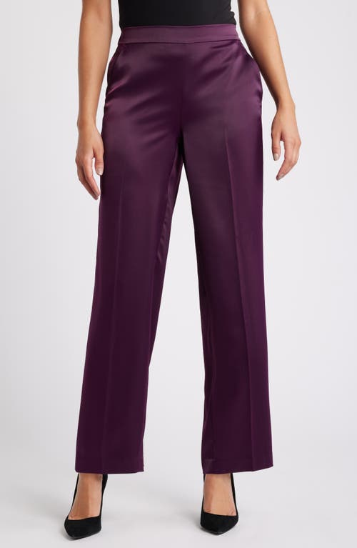 Shop Anne Klein Pull-on Wide Leg Pants In Deep Plum