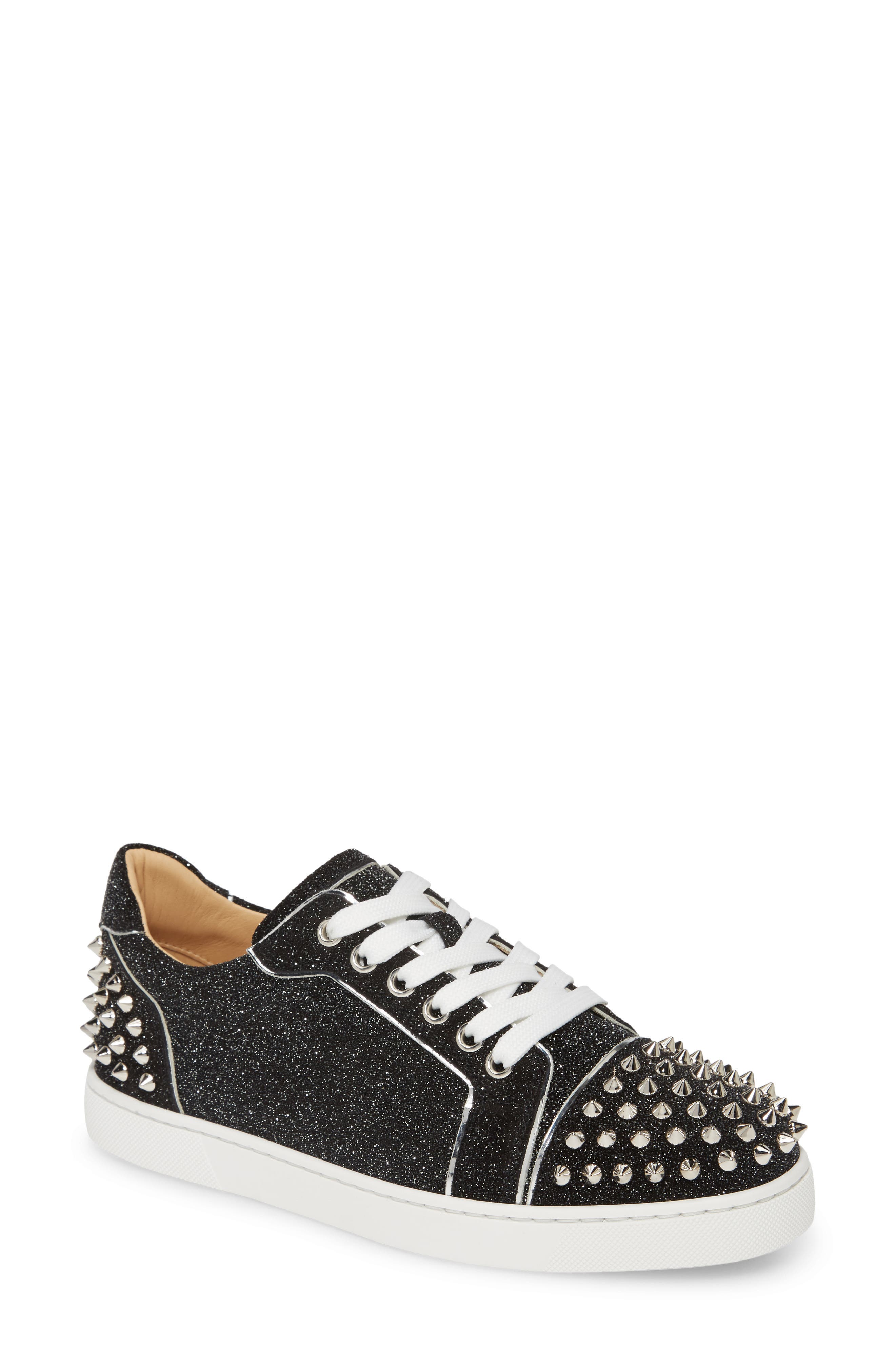 christian louboutin black spiked sneakers