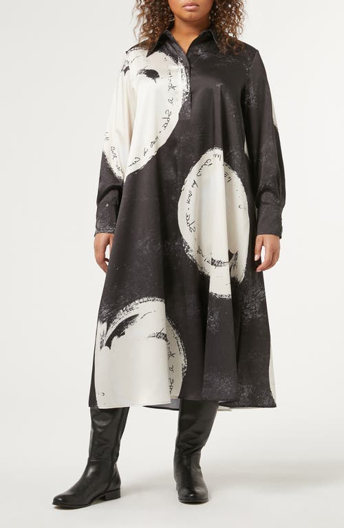 MARINA RINALDI MARINA RINALDI BONA CIRCLE PRINT LONG SLEEVE SHIRTDRESS 