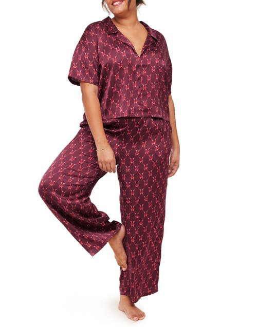 Adore Me Verica Pajama Top & Pants Set In Novelty Red