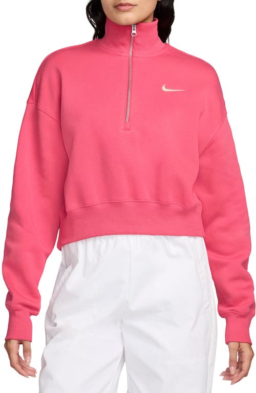 Shop Nike Sportswear Phoenix Fleece Crop Sweatshirt In Aster Pink/sail