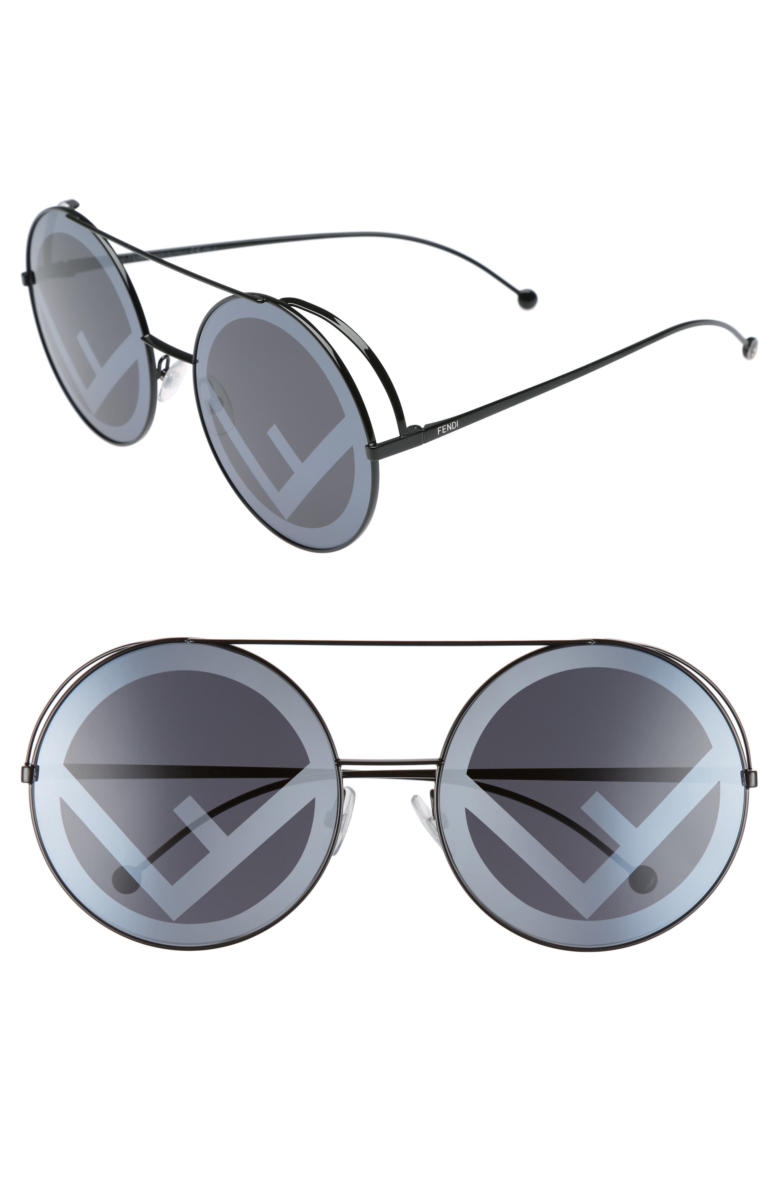 fendi round logo sunglasses